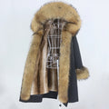 OFTBUY 2023 Women's X-Long Waterproof Parka with Detachable Real Raccoon Fur Hood Natural Fur Coat Outerwear Winter Streetwear