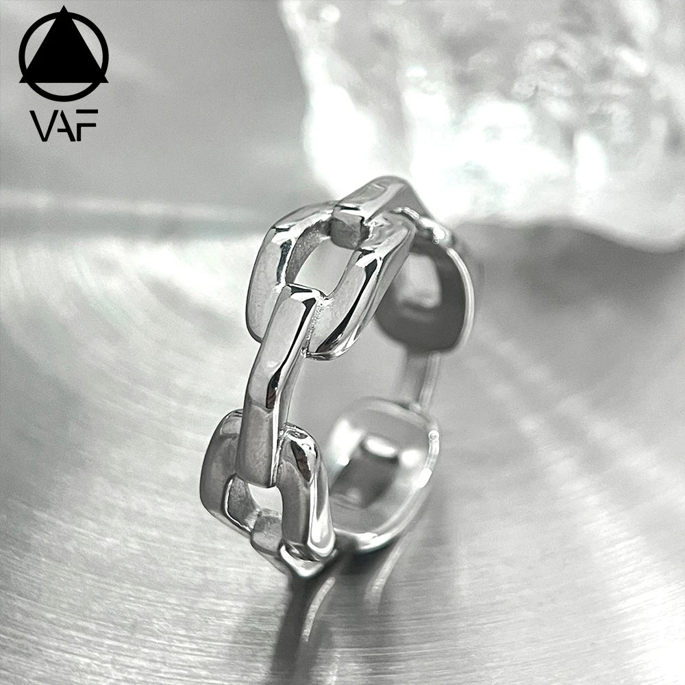VAF New Design Minimalist Men Biker Chain Link Rings Stainless Steel Punk Ring Bague En Acier Inoxydable