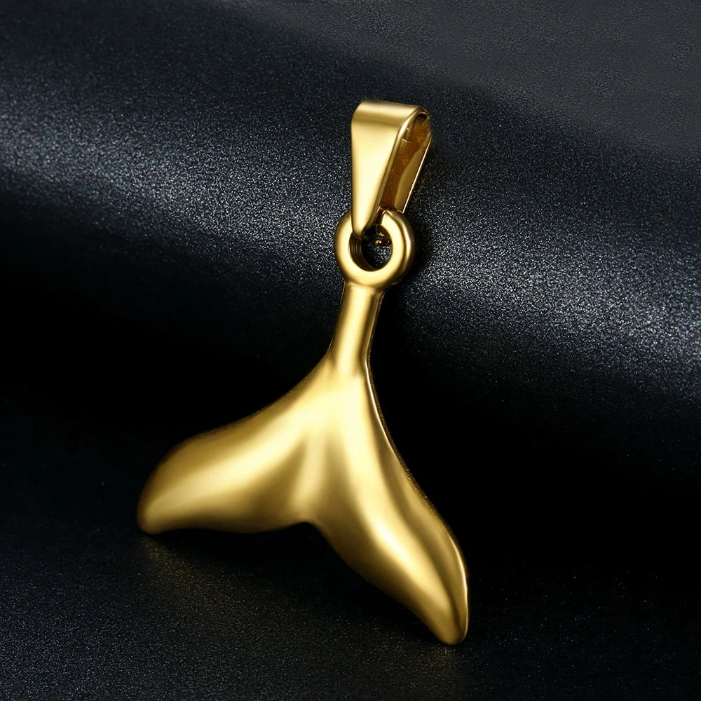 Boho Travel Ocean Turtle Pendant Whale Tail Charm 18k Real Gold Stainless Steel Sea Shell Jewelry Charms for Bracelet Making