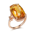 YBO Custom Natural Citrine Rose Gold Dainty Gemstone Ring for Women for Wedding Party Anniversary