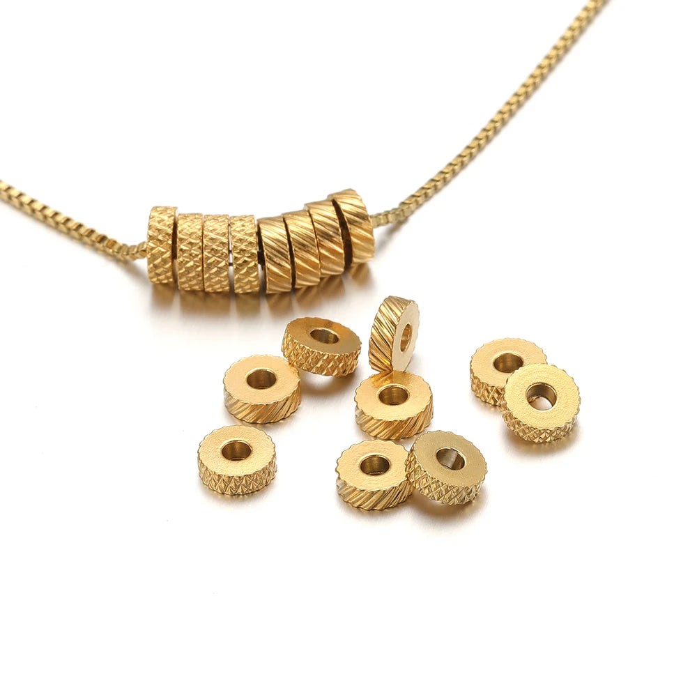 Stainless Steel Gold Plated Spacer Beads Charms for DIY Jewelry Bracelet Making Necklace Findings Supplies Accessories