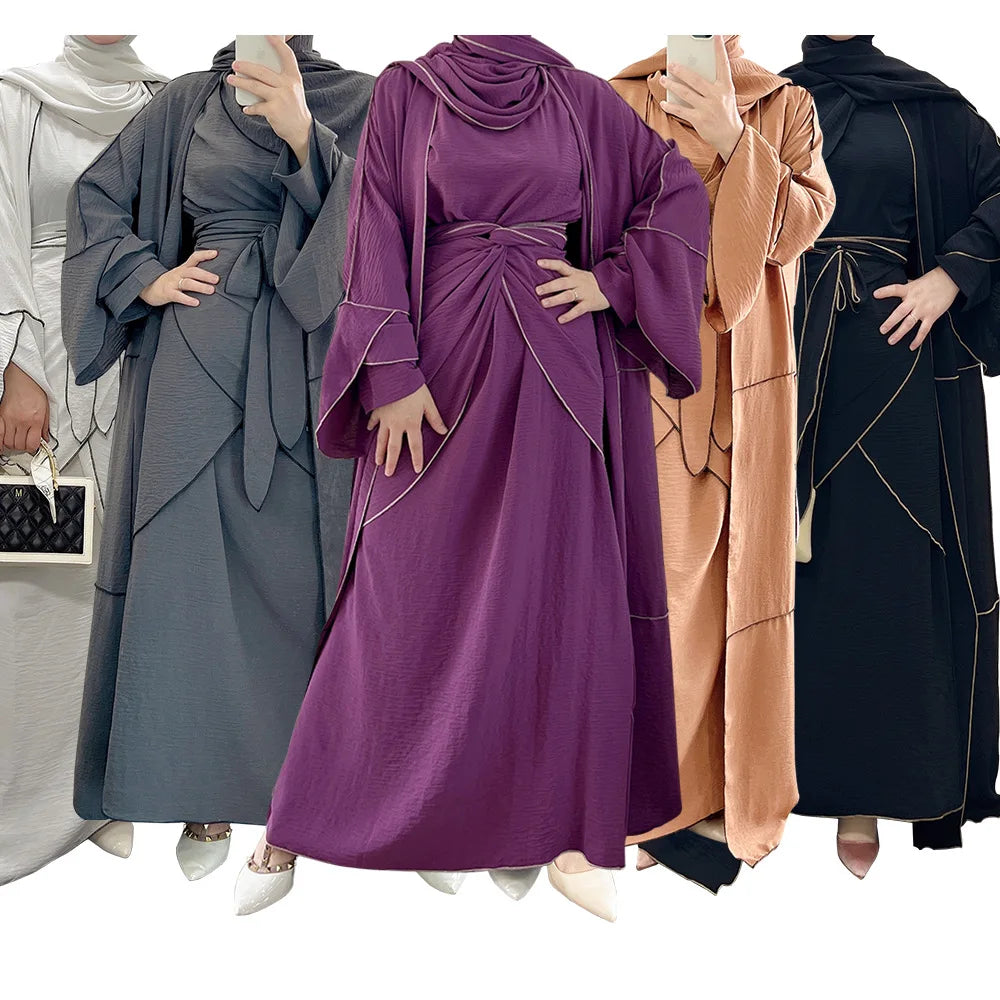 Sharut Muslim Dress Ebay Embroidered Coat With a Dress Dress Around a Three-piece Set  Muslim Abaya