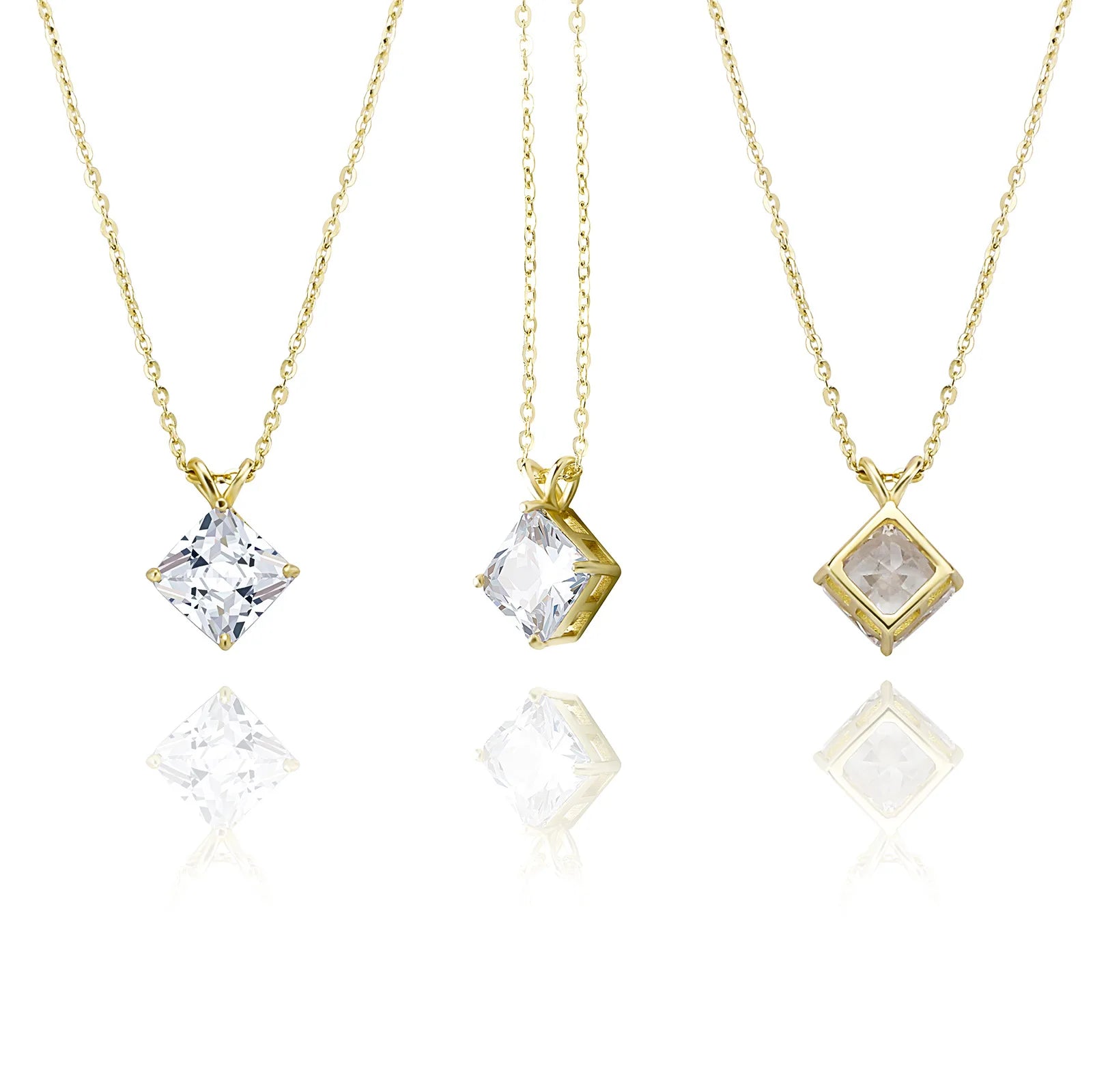 1ct 2ct Fine Jewelry 925 Silver Pendants Charm Square Women Moissanite Pendant Necklace
