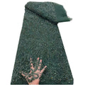 Chenlee 2023 Green Net Lace Embroidery with Pearls Crocheted French Lace Material for Eco-Friendly Wedding Decorations