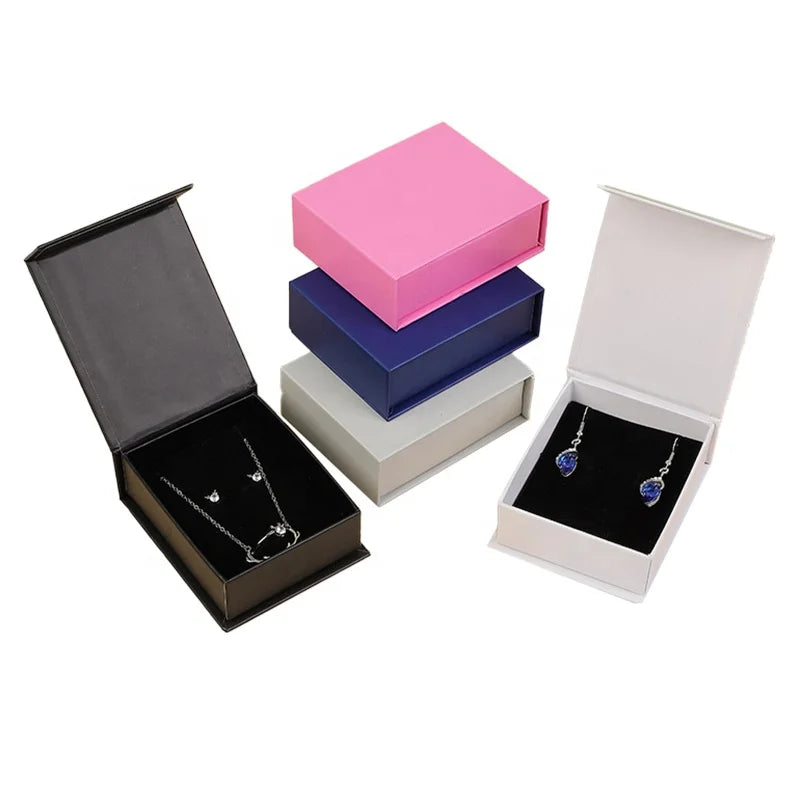 Small MOQ Custom Logo Magnetic Packaging Gift Box Rectangle Shape for Earrings Necklaces Rings Bracelets