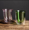 Heated Heat Resistant Double Wall Clear Glass Mug Without Handle Glass Cappuccino Cups High Borosilicate