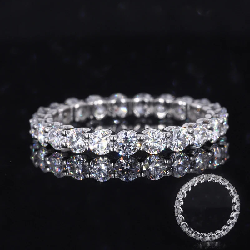 14k Round Shape Moissanite Ring 2mm  Synthetic Stone Wedding Eternity Band for Women