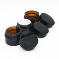 Wholesale 5g-120g Cosmetic Amber Cream Glass Jars with Black or Golden Plastic Lids for Skin Care and Face Cream