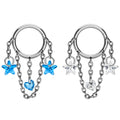 ASTM F136 Titanium Ear Daith Helix Conch Rings 16G 1.2mm Earring With Chain Stars Zircon Cartilage Lobe Piercing Jewelry
