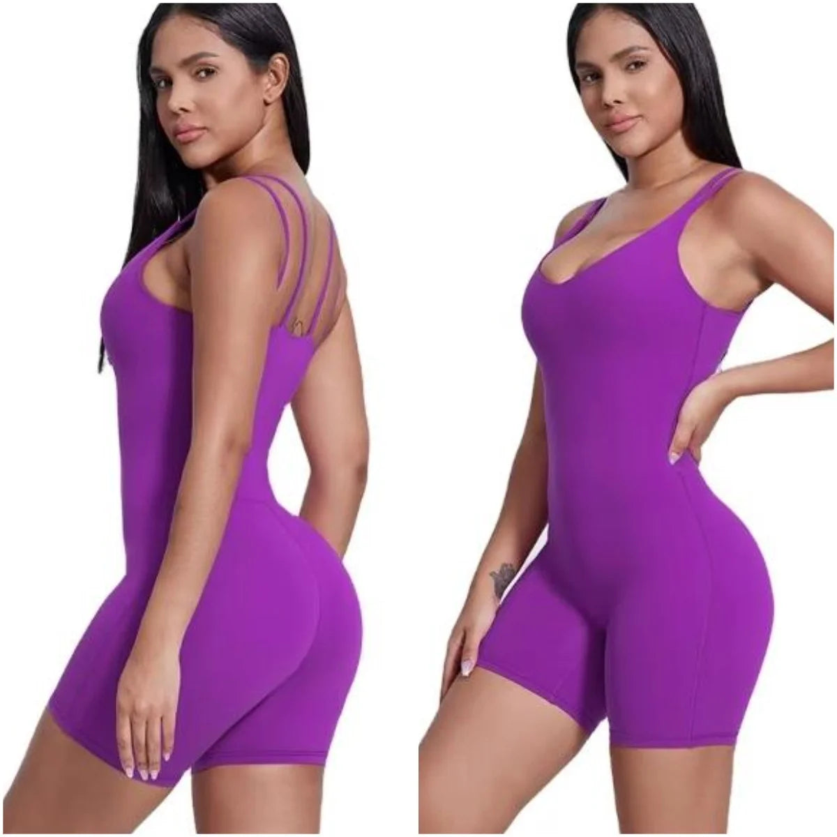 Wholesale Women New Activewear Sleeveless V Neck Sports Bodysuit Short Gym Jumpsuits One Piece Fitness Jumpsuit Yoga Rompers