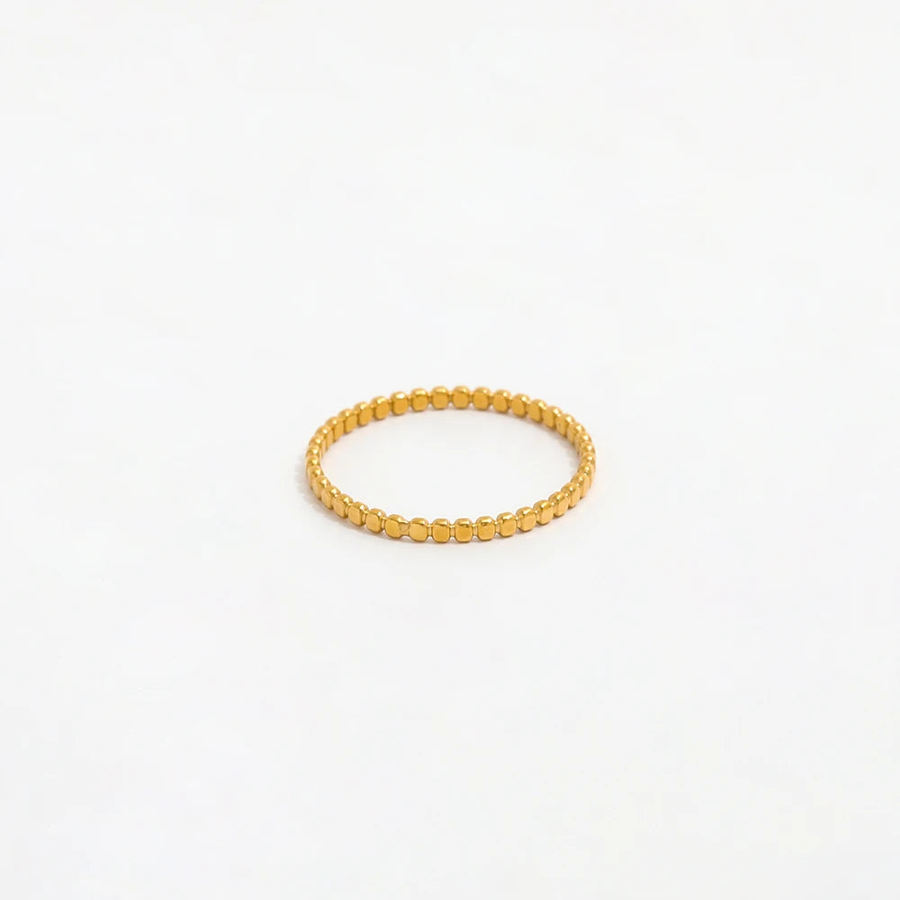 Joolim Jewelry Wholesale 18K Gold Plated Dainty Band Oblate Stainless Steel Rings for Women