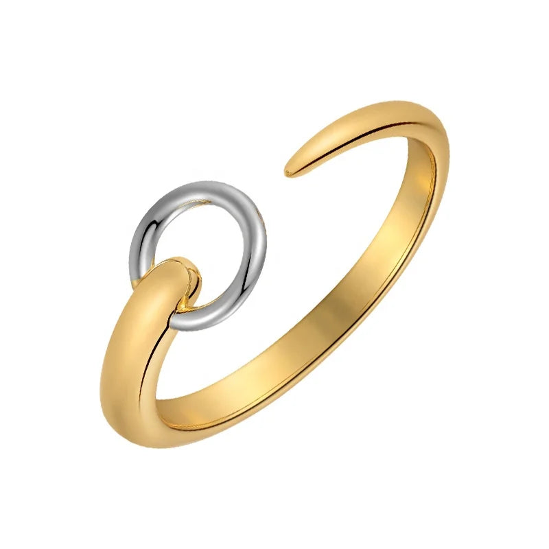 Original Design 18K Gold Plated Brass Jewelry Geometric Round Mix Color Open Ring for Women Adjustable Rings R224163