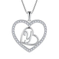 YILUN Custom Rhodium Plating Heart Initial Pendant Necklace Personalized Initial Necklace 925 Sterling Silver Jewelry for Women