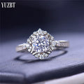 Silver 925 Original Brilliant Cut 1 Carat Diamond Test Past D Color Moissanite Romantic Snow Ring for Women Wedding Fine Jewelry