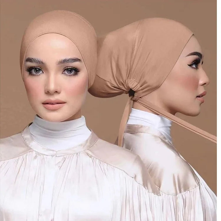 Wholesale INS Islamic Muslim Elastic Stretch Tie Back Turban Bonnet Undercaps Women's Cotton Jersey Inners Hijab Caps Made Modal