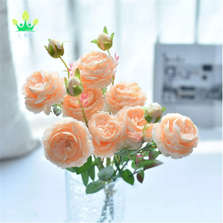 Cabbage Rose Mixed Blooms Buds Peach Pink Artificial Silk Flowers for Indoor Outdoor Wedding Easter Home Decor-Minimum 50 Pcs
