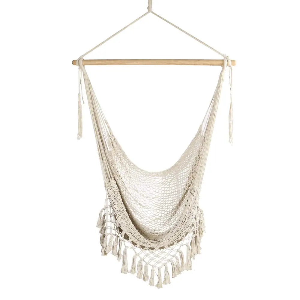 Hanging Cotton Rope Hammock Chair Comfortable Cotton Woven Mesh Swing Chair for Patio and Garden Large Cotton Rope Hanging Chair