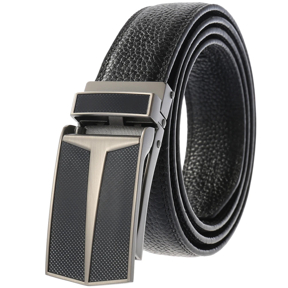 Simple Alloy Men Automatic Buckle Leather Belt LY33-0288-5