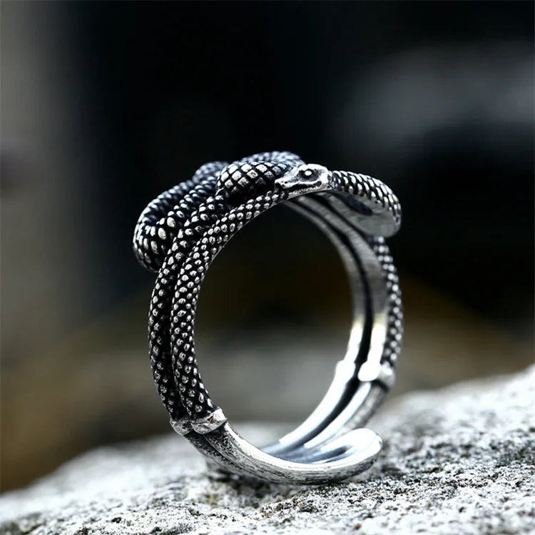 Irregular Cuff Ring Jewelry Stainless Steel Snake Shape Finger Rings Men