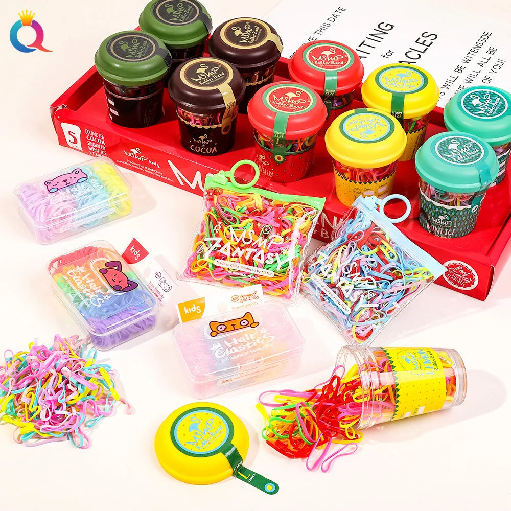 QIYUE Various Packing Small Hair Tie Elastic  Rubber Band Set Kid Children Ponytail Holder