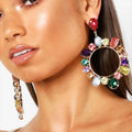 HOVANCI 2021 New ZA Fashion Boho Crystal Big Earring for Women Trendy Rhinestone Statement Pearl Drop Piercing Earring Wholesale