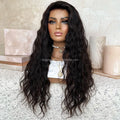 Large Instock Water Wave Natural Black Color 100% Remy Brazilian Human Hair HD Lace Front Wigs Pre Plucked for Women Hairloss