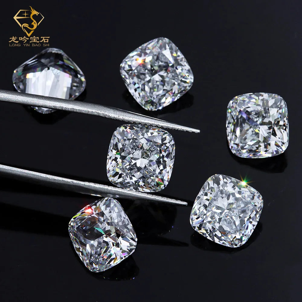 100Pcs/Bag Clear White Synthetic Cubic Zirconia Stones Cushion Cut Loose CZ Stone 3mm/4mm/5mm/6mm Grade 5A Zircon Jewelry Making