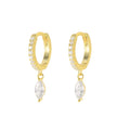 Fashion Jewelry 925 Sterling Silver Earrings Eye Shape Zircon Pendant Gold Plated Hoop Earrings Jewelry Women