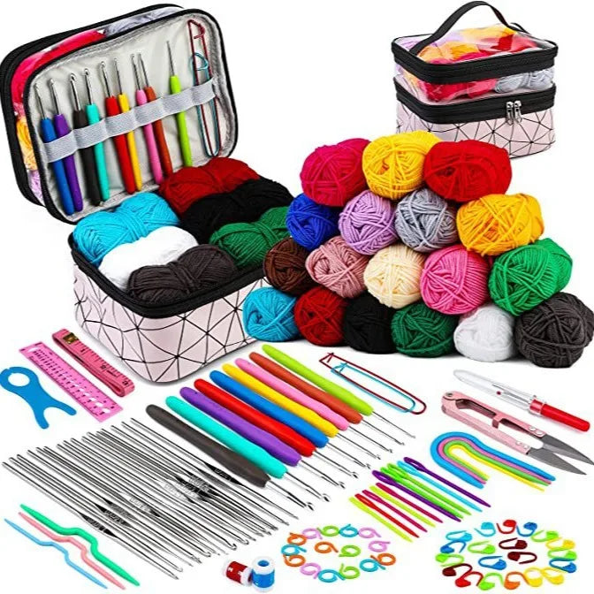 105-piece Crochet Tool Set DIY Hand-woven Needlework Including Yarn Storage Bag TPR Crochet Set Sewing Kit Sewing Accessories