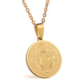 Stainless Steel 23mm Saint Benedict Catholic Medal Religious Men Women Silver Golden Pendant Necklace