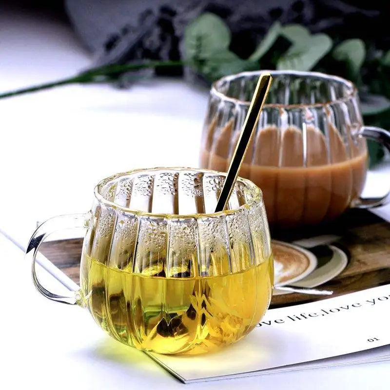 New Arrival Factory Wholesale Home Vertical Striped Glass Cups Thickened Heat-resistant Coffee Milk Breakfast Cups