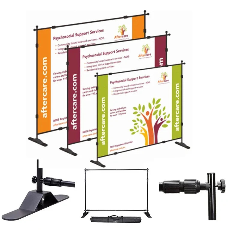 Custom Advertising Telescopic Aluminum Steel Banner Logo Step Repeat Retractable Back Drop Carry Bag for Backdrop Display Stand