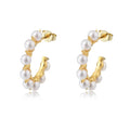 PEISHANG Wholesale Personalized Women Shell Pearl Studs Earrings 18K Gold Plated Brass Jewelry Imitation Pearl Cuff Earrings