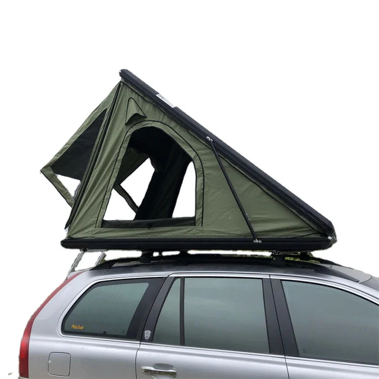 2025 Aluminum Triangle 4-Person Rooftop Tent for Car Camping and Truck Waterproof Oxford Fabric Hard Shell for 4x4 Offroad