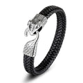 2023 Men's Snake Head Leather Bracelet New Trendy Fashion Charm Stainless Steel Personality Statement Accessory