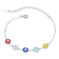 Wholesale S925 Sterling Silver Devil's Eye Drops Colorful Oil Bracelet Simple Guardian Eye Fashion Popular Hand Jewelry