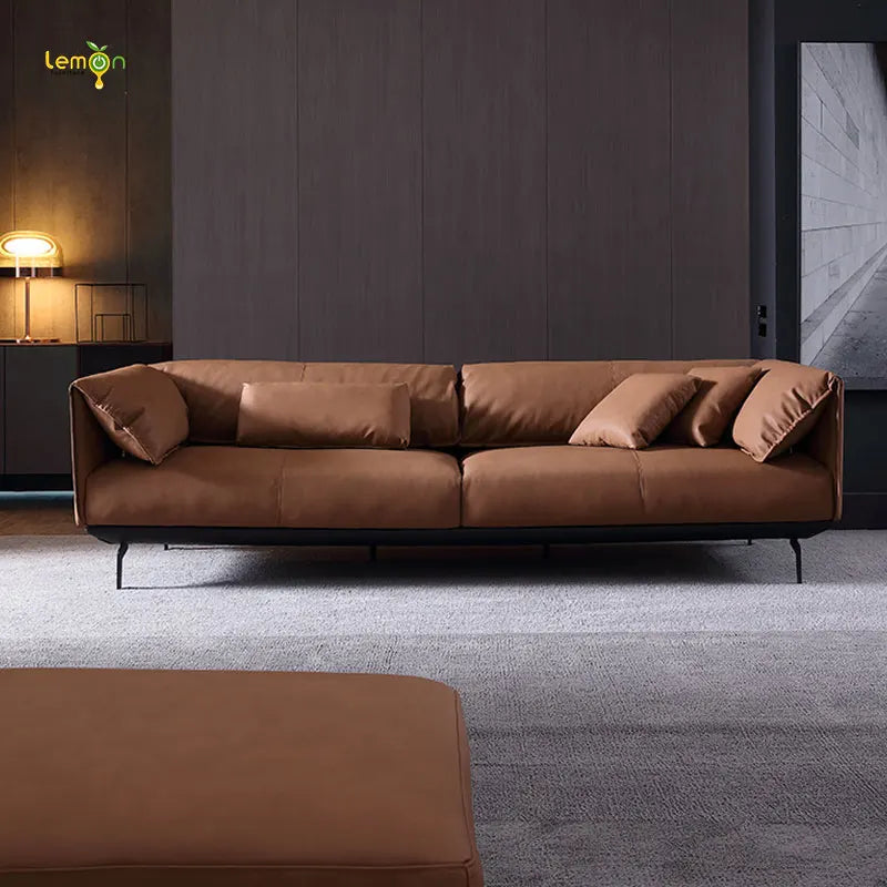 Hot Selling Modern Design Living Room Furniture Fabric Leather Sofas Light Luxury Leather Sofa Living Room Furniture Sofa Set
