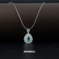Wholesale 925 Silver Inlaid Cultivated Emerald High Carbon Diamond Necklace Pendant Oval Pear Pendant Necklace