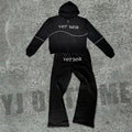 Wholesale Cropped Hoodie and Flare Pants Set Custom Oversized Tracksuit Mens Flare Sweat Suit Stacked Sweatsuits Men