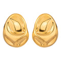 N&S 18K Gold Plated Stainless Steel Fashion Stud Earrings Large Irregular Oval Smooth Hammered Hoop Trendy Stylish for Party Gift