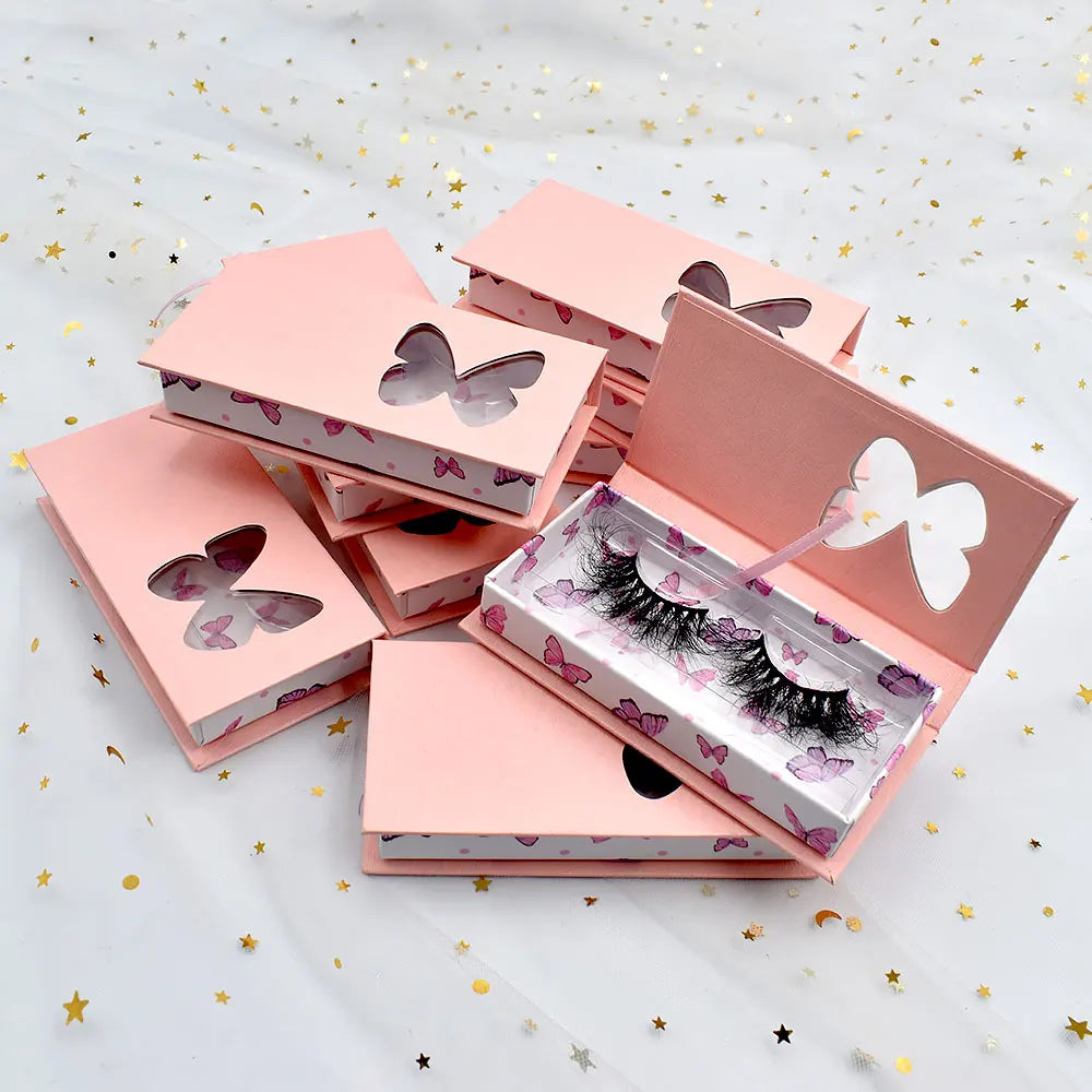 Wholesale New Butterfly Mink Full Strip Eyelash Packaging Rectangle Magnetic Lash Boxes with Customizable OEM Logo