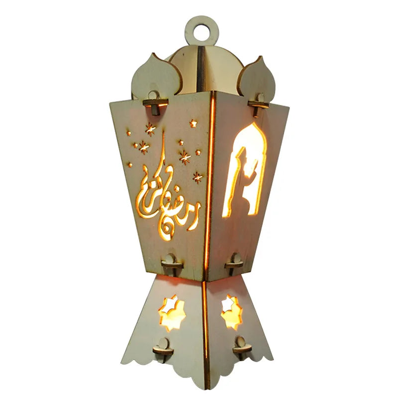 Ramadan Mubarak Lantern Festival in Arab Middle East Eid Decorative Laser Cutting Decorative Wooden Pendant XJ0564