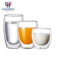 120z Double Wall Coffee Glass Cups 350ml Double Layer Insulated Glass Coffee Mugs & Saucers for Cafe Latte Milk Juice