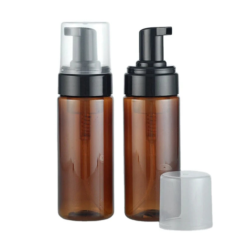 Customizable 150ml Brown Foam Bottle with Black Pump Head for Skin Care Serum Face Cream Cosmetic Packaging for Cleansing Cream