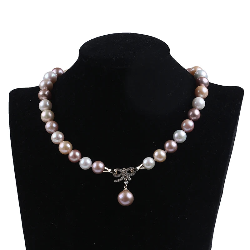 Zhuji 11-13mm Freshwater Pearl Necklace White Purple and Pink Edison Round Natural Cultured Loose Pearls