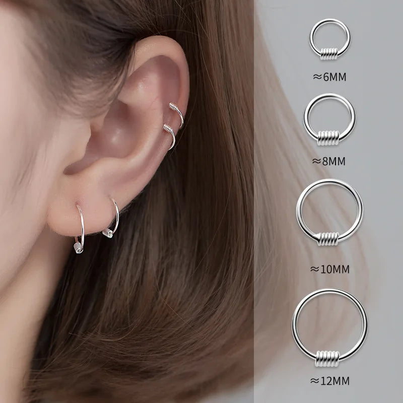 6-12mm Wholesale Piercing Jewelry Spring Ear Bone Clip Earrings 925 Sterling Silver Gold Plated Helix Tragus Cartilage Earrings