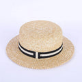 New Fashion New Fashion Outdoor Protection Sun Sombrero Wide Brim Floppy Striped Ribbon Flat Top Hard Brim Boater Hat