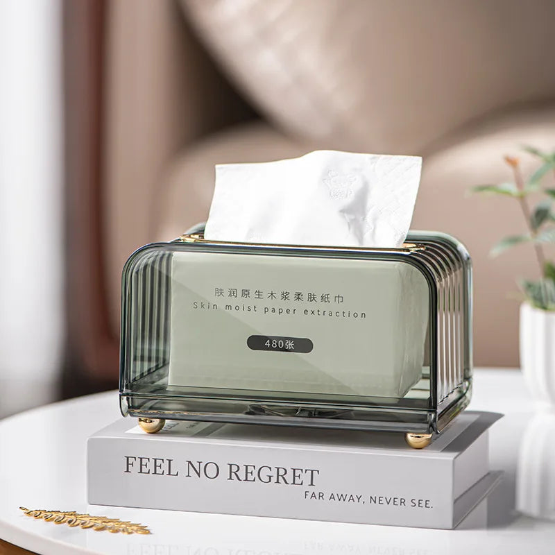Tissue Box Holder with Cover Rectangular Facial Tissue Dispenser Box Case for Countertop