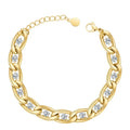 Fashion High Quality 18K Gold Plated Stainless Steel Jewelry Crystal Zircon Link Chain Bracelet B212228