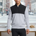 Hot Selling Men's 1/4 Zip Color Blocked Pullover Sweater Stand Collar Fleece Sweater